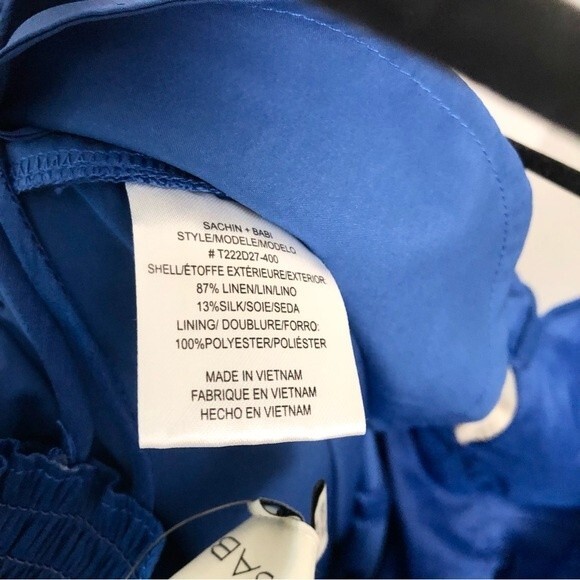 Sachim & Babi Arden Jumpsuit Royal Blue Linen Silk Blend V-Neck Wide Leg NWT 4 - Picture 8 of 8